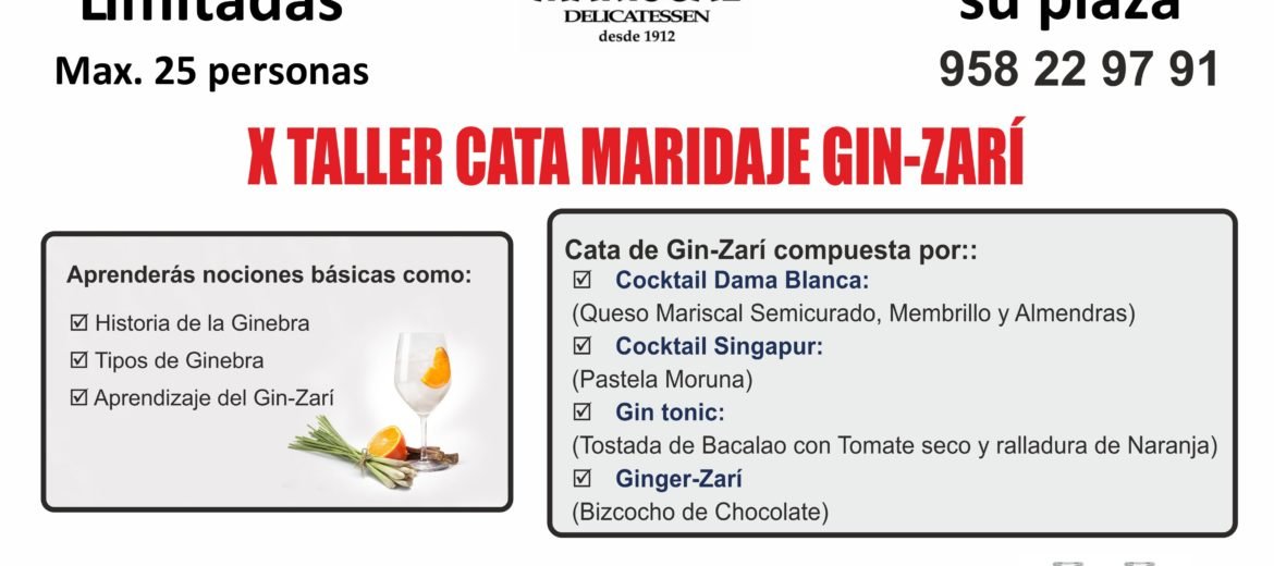 X TALLER CATA MARIDAJE GIN-ZARÍ